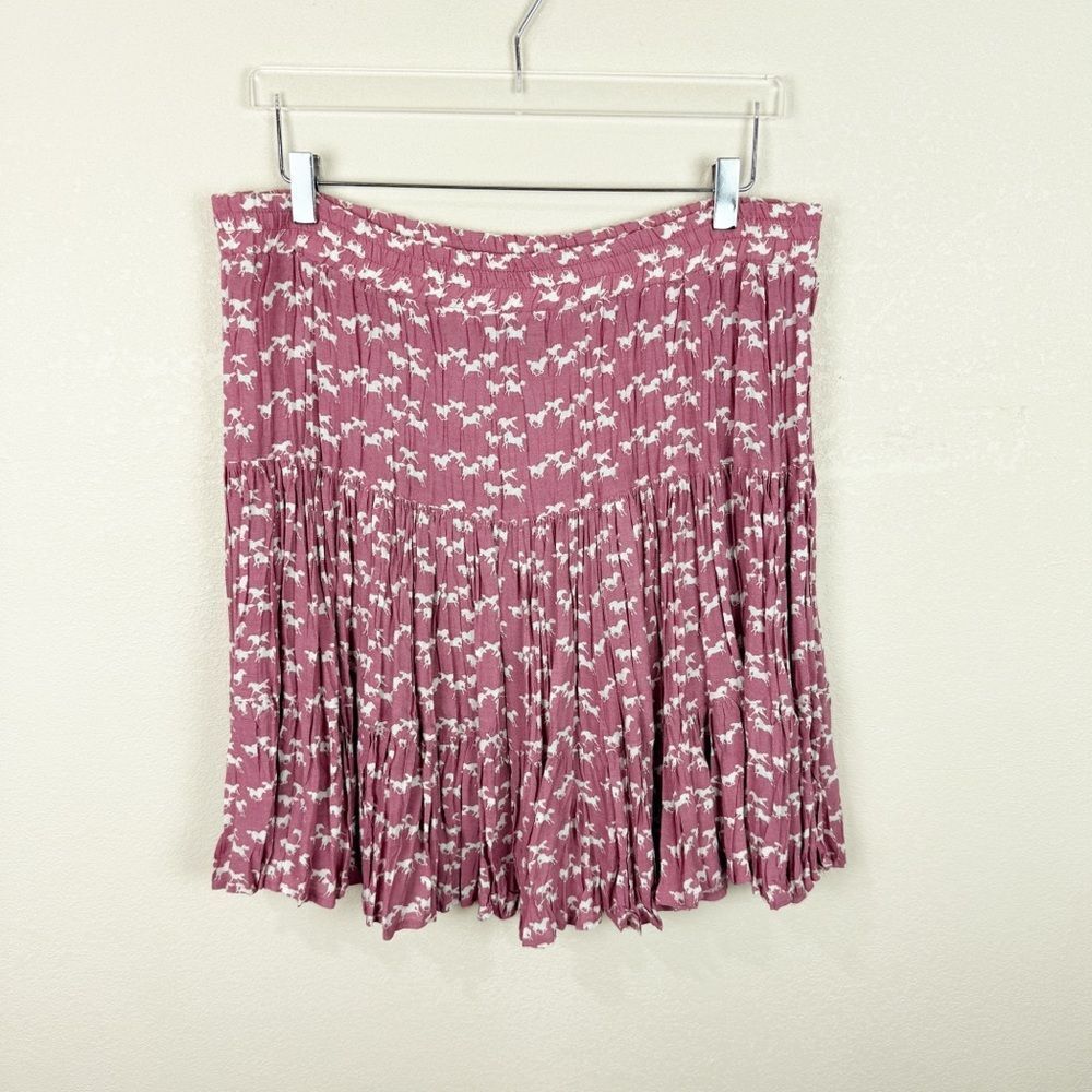 Vintage Roper Rodeo Western Pink Horse Elastic Circle Skirt XL